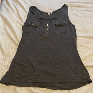 Zenana Outfitters Dark Gray Tank Top with Button Details